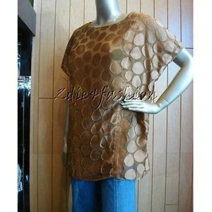 $2330 New with Tags PRADA Nocciola Polka Dot Viscose Silk Shirt Top 10
